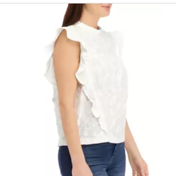 Cupio XL Women's Flutter Sleeve Cotton Voile Blouse - Picture 4 of 13